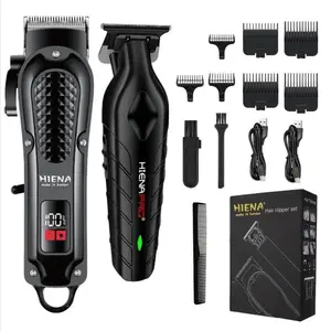 Hiena Men's Hair Clipper, Trimmer, Waterproof, LED Display, Wireless Beauty Kit with Adjustable Blade and Guide Comb, Hair Beard Trimmer, Gift, Cordless Hair Clipper
