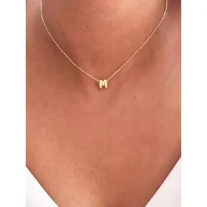 Bubble Initial Letter Pendant Necklace for Women, Stainless Steel Jewelry for Party, Daily Clothing Decor, Trendy All-match & Exquisite Jewelry for Birthday Gift