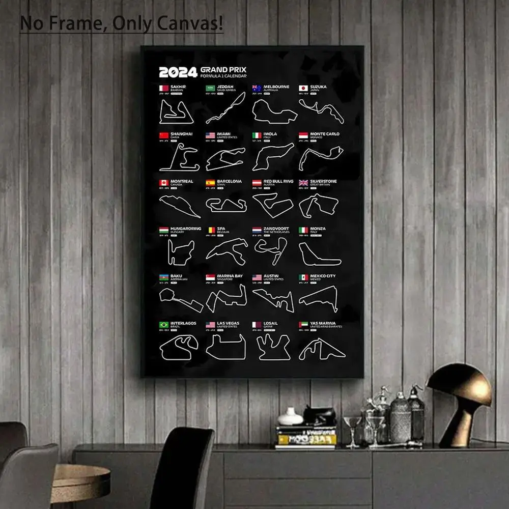 2025Formula Racing Track Diagram Canvas Painting without Frame Modern Wall Art for Home Living Room Bedroom Office School Unframed Poster
