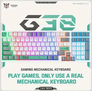 ONIKUMA RGB USB Mini Mechanical Keyboard Gaming Keyboard Wired Keyboard Hot Swappable 98 Keys RGB Light Mac Windows Typewriter