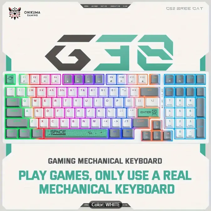 ONIKUMA RGB USB Mini Mechanical Keyboard Gaming Keyboard Wired Keyboard Hot Swappable 98 Keys RGB Light Mac Windows Typewriter