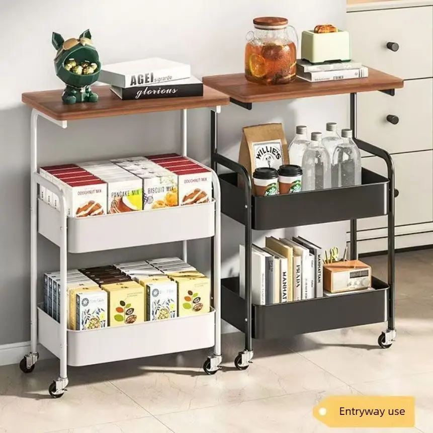 Multi-Functional Home Storage Cart with Wheels, Bedroom Sofa Snack Table, Bedside Organizer, Living Room Movable Shelf, Beverage Organizer