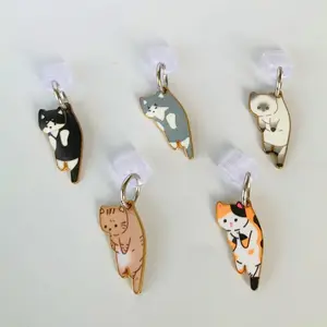 Cute Cat Design Phone Dust Plug, 5 Counts Creative Phone Dust Plug for 3.5mm Round Hole & Type C Phone, Mobile Phone Accessories for Women & Girls