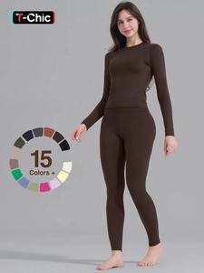 women's solid long sleeve tee & high waist leggings sportswear set, sporty comfy breathable outfits for yoga gym workout running, ladies sportswear for all seasons, workout sets women, women workout clothes