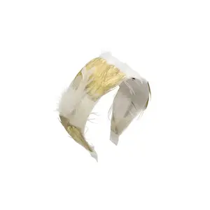 Narrow Feather Headband - White/Gold