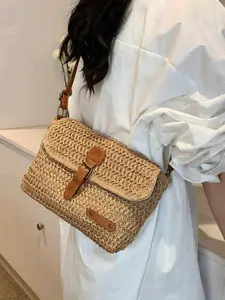 New Fashion Woven Women's Bag, Shoulder Crossbody Dual Use, Casual Style, Perfect for Travel, Vacation, Beach, All Seasons