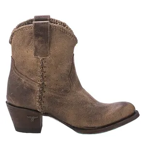Lane Womens Plain Jane Braided Round Toe Bootie Casual Boots Ankle Low Heel 1-2" - Brown