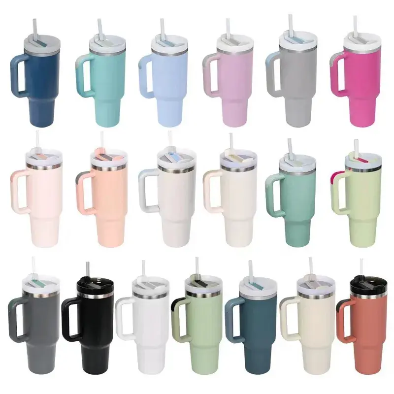 40oz Stainless Steel H2.0 FlowState Quencher Tumbler Coffee Vehicle Flasks Mug w/Lid US Stock quencher h2 insulated  tumbler  cup Straw Bottles springtok