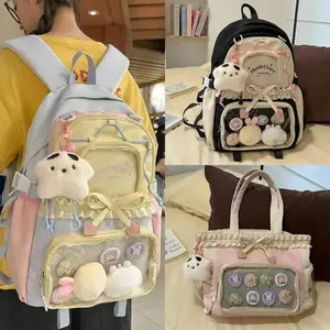Y2K Itabag Backpacks Back To School Japan Anime One Shoulder Crossbody Bag Transparent Tote Bar Ins Student Large Capacity Bag