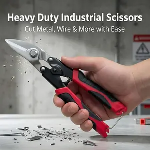 Industrial Straight Cut Tin Snips, High-Carbon Steel Blades, Sharp & Durable, Ergonomic Anti-Slip Handles, Professional Metal Cutting Tools
