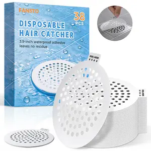 Shower Drain Hair Catcher, 38 Pack Disposable Mesh Drain Covers Strainers, Stop Hair Clog Stickers-Easy Peel Remove, Waterproof Hair Trap Collector Drain Accessories for Bathroom tub, Sink, Bathtub