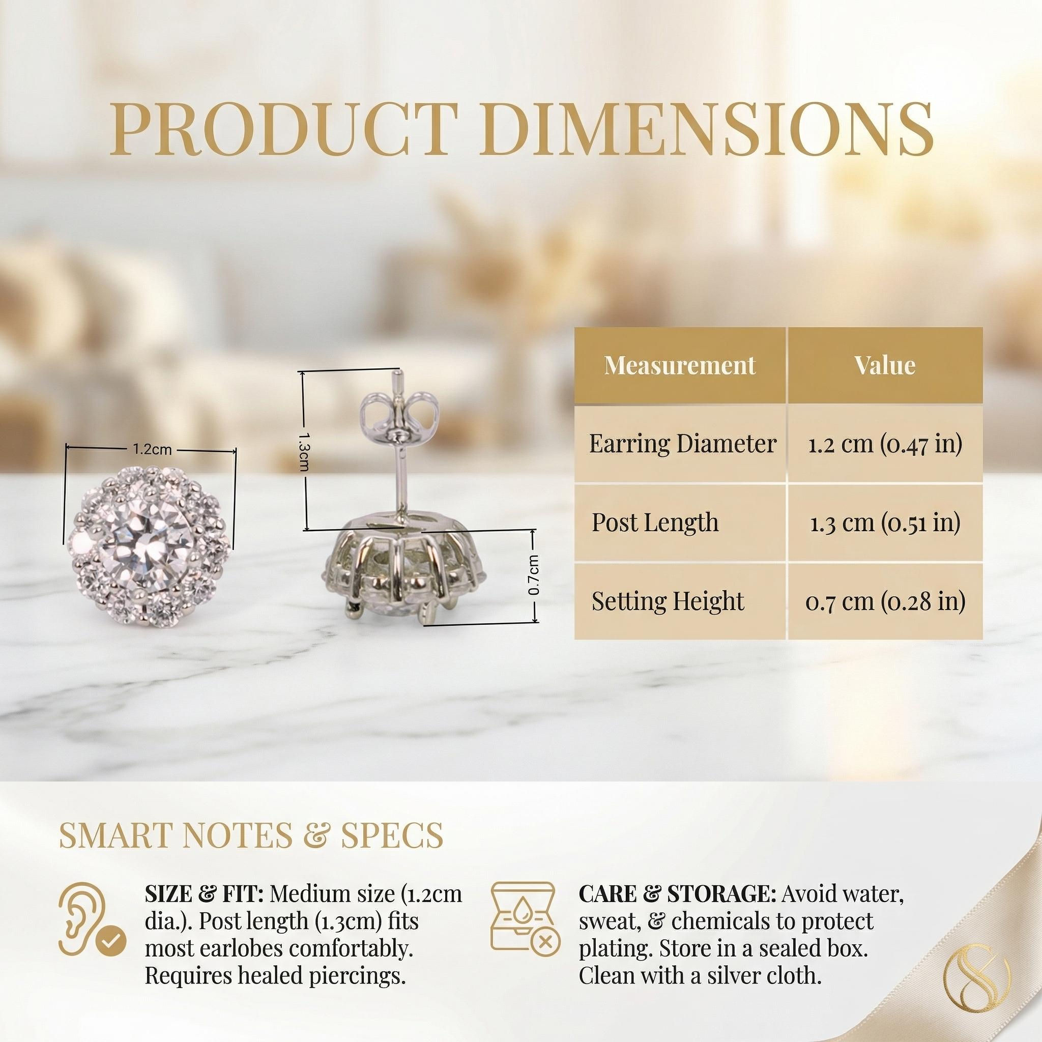 2 Pairs Sparkling CZ Stud Earrings Set for Women, 925 Sterling Silver Hypoallergenic Halo & Clover Diamond Earrings, Bridal Wedding Party Daily Wear Jewelry Gift