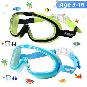 Sharkite Kids Swimming Goggles 1 Pack Anti-fog Anti-UV Wide View Kids Swimming Goggles 3-15 years old