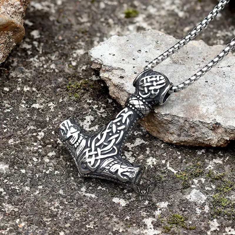 GTHIC Stainless Steel Mjolnir Pendant Norse Men’s Daily Wear Gift Birthday Present Edgy Street Style Looks