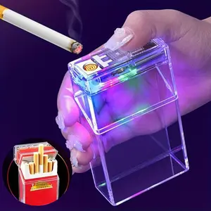 Transparent Shell Lighter, Rechargeable Windproof Cigarette Lighter, USB Rechargeable Lighter, Compatible with Soft and Hard Cases, Can Accommodate A 2-In-1 Lighter That Can Be Ignited