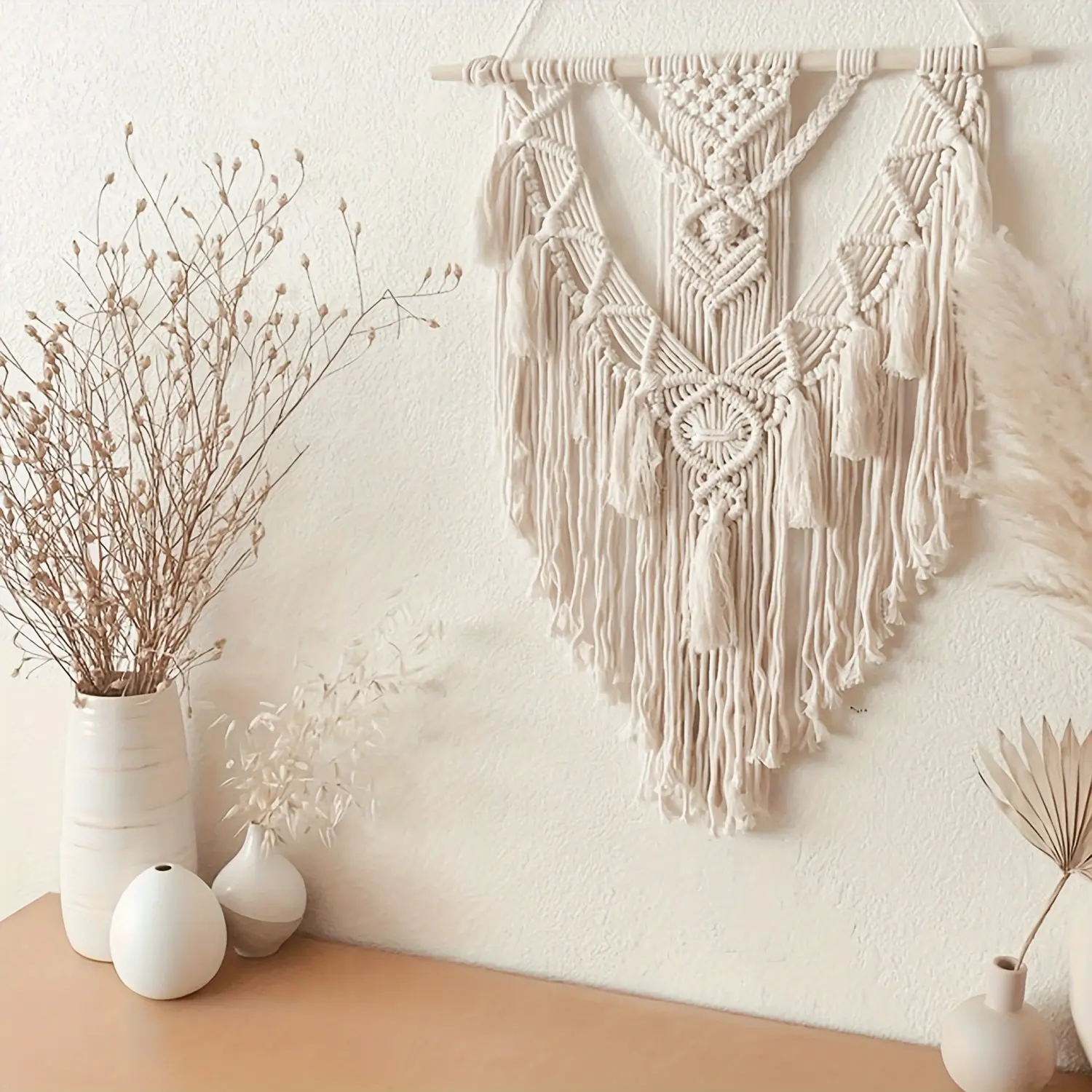 Hand-Woven Bohemian Tassel Wall Hanging - Hangable Boho Decor, Decorative Hanging Piece, Home Wall Decoration for Living Rooms, Interior Accent, Ideal Anniversary Gift for Room Styling