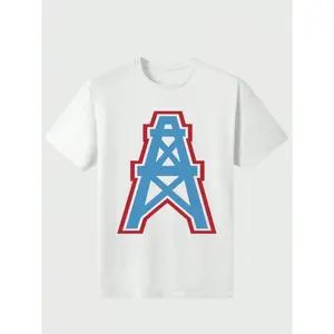 Houston Oilers Logo T-Shirt  Casual Digital Print 220g Pure  Heavy 100% Cotton T Shirt