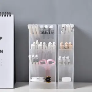 Creative Multifunctional 4 Grid Desktop Organizer Pen Holder Pen Slot Makeup Storage Box School Office Accessories Stationery Office Stationery Supplies