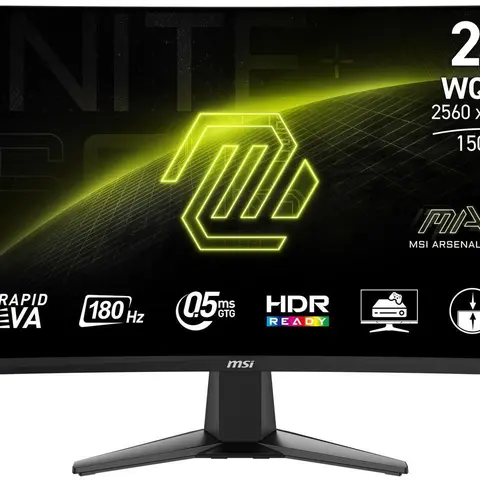 MSI MAG 27CQ6F 27-inch 2560 x 1440 (QHD) Gaming Monitor, 180Hz, MSI MAG 27CQ6F 27-inch 2560 x 1440 (QHD) Gaming Monitor, 180Hz, Curved Screen, Adaptive-Sync, HDR Ready, HDMI, VGA Port, Display Port,VESA Mountable, Tilt, Speaker, 0.5ms, Blac