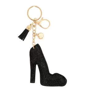 Veliora Gift B High Heels Rhinestone Tassel Keychain - Pink Glitter Shoe Charm with Gold Tone Hardware Retro Round Earrings Set initial necklaces stud men accessories Adjustable Heart Rate Couples Bracelet