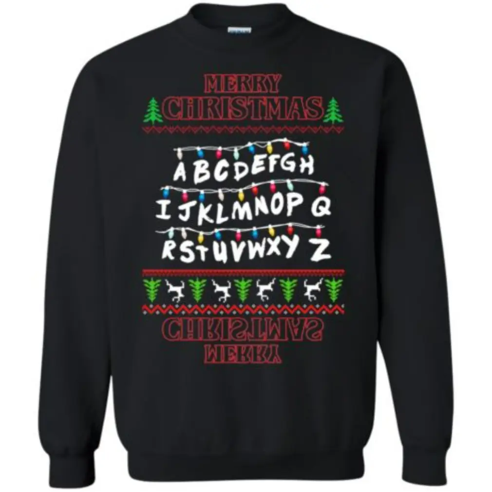 Merry Christmas Stranger Things Alphabet Christmas T-Shirt S-4XL