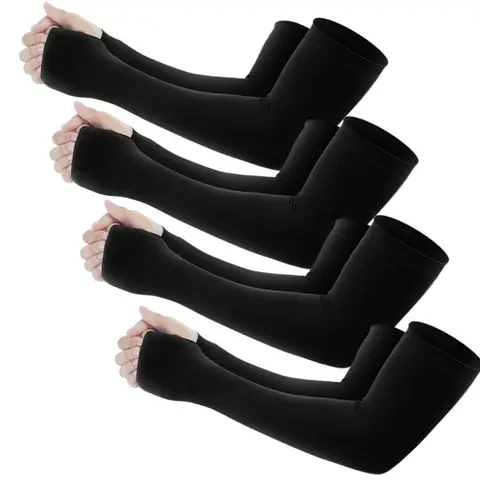 UV Cooling Arm Sleeves, Elastic Breathable Sports Sleeves, Arm Compression Sleeves, Cooling Protective Sleeves, Summer Sun Protection Gloves with Thumb Hole, Versatile Outdoor Gear for Men and Women, Cooling Arm Covers