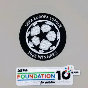 Uefa Europa League 2025 Champions Sleeve Badge Iron-On Patch Set