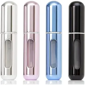 4PCS Refillable Perfume Atomizer Bottle, Travel Bottles, Cologne Dispenser, Portable Empty Perfume Spray Bottle, Container Organizer Tin Canister