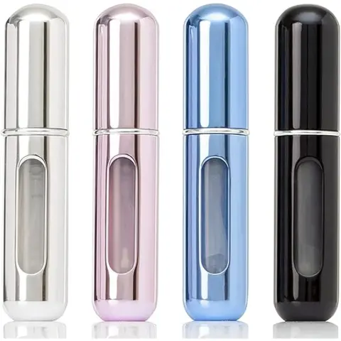 4PCS Refillable Perfume Atomizer Bottle, Travel Bottles, Cologne Dispenser, Portable Empty Perfume Spray Bottle, Container Organizer Tin Canister