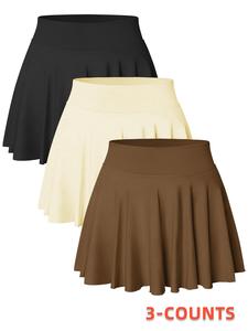 women's solid color 2 in 1 high waist sports skort, comfy breathable skort for tennis golf, ladies sportswear for all seasons, tennis skirt, tennis attire, golf clothing, skirtswomen, athletic skorts