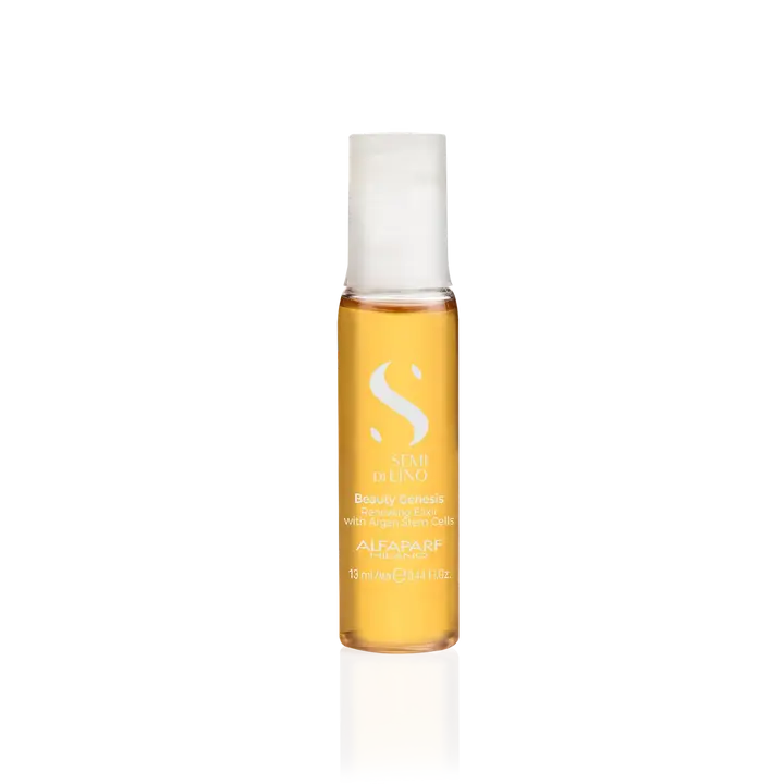 Alfaparf Semi Di Lino Beauty Genesis Cellula Madre Plant-Based Argan Gel Serum Elixir (0.44 fl. oz./13 ml), Haircare Product with Antioxidants, Radiance Boost, Nourishing, Activating, Smooth Application & Mixability