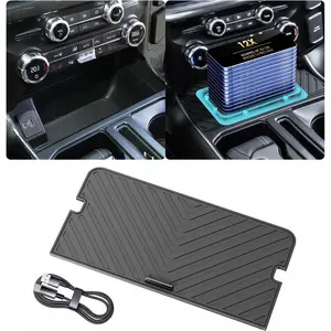 [2025 Upgraded Version]Center Console Compartment Cover for Ford F150 Accessories 2021-2024 2025/Lightning XLT PRO 2022-2025.[One-Piece Molding, No Adhesive Peeling + Optimized Size for Better Fit.]