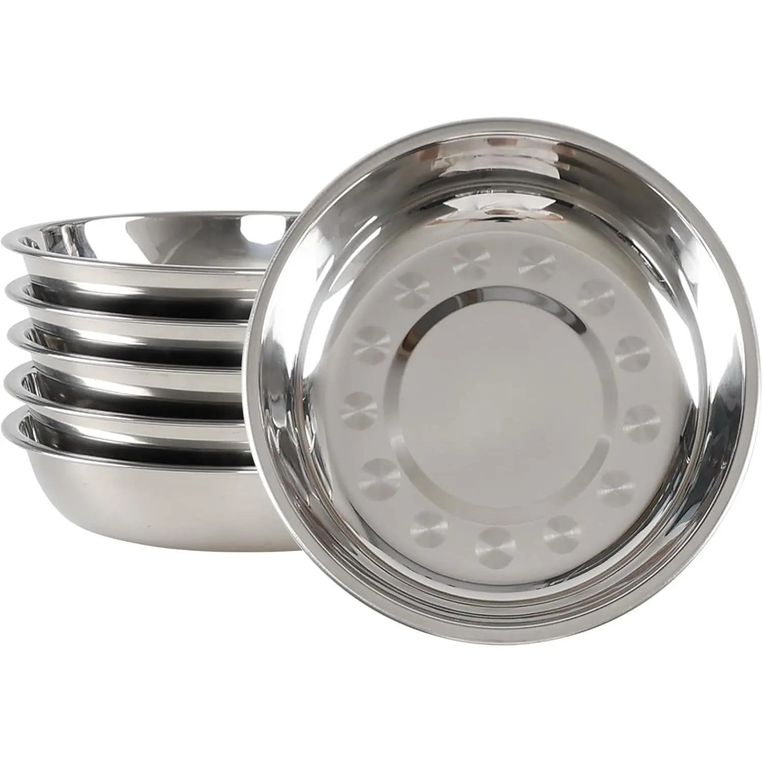 6 Pack Stainless Steel Dinner Plates, 7.6" Round Kitchen Dish Plates, Rust-Proof Camping Serving Plates for BBQ, Snack, Salad, Appetizer, Fruit, Cookies