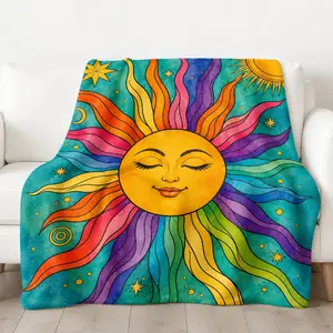 Summer Sunshine Bed Blanket 50x60 Printing on One Sided Welcome Spring Farmhouse Holiday Home Decorations Flannel Sofa Cough Car Travel Cozy Throw