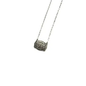 Western Belt Buckle Initial Necklace: N