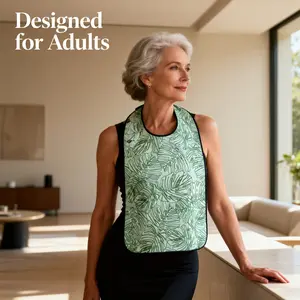 Adult Eating Apron Wind Series, Elderly Meal Bib, Waterproof Oil-Proof Saliva Towel, Multifunctional Adult Apron, Anti-Slobber Mouth Guard