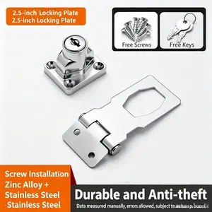 1 set of 2-in-1 locks with locking plates, thickened desk filing cabinet locks, wardrobe locks, and 90-degree snap locks, Anti Theft Locks in shops, shops and hotels.