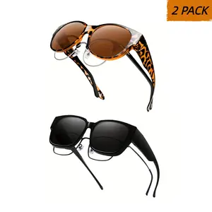New Unisex Polarized Clip-On Sunglasses  Fit Over Prescription Glasses UV Protection Trendy Round Cat-Eye Sunglassess Perfect for Driving summerwins