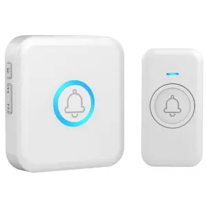 Wireless Doorbell Waterproof Door Bell with 60 Chimes, 5 Volume Levels & Mute Mode, Loud Door Bell Ringer Wireless for Home Classroom Office (1 Receiver & 1 Button, White, U.S. Plug)