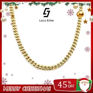 LuLuEcho 14K Gold-Plated Cuban Chain Necklace Choker for Men and Women 3.5/4.3/6/8/9.3mm Stainless Steel 20-24 Inches Length Valentine Gift