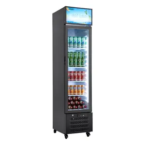 VEVOR Commercial Merchandiser Refrigerator, 7.5 Cu.Ft / 213 L Glass Door Display Refrigerator, Upright Beverage Cooler with Customizable Lightbox, 4 Adjustable Shelves & Soft LED Light for Homes Shop