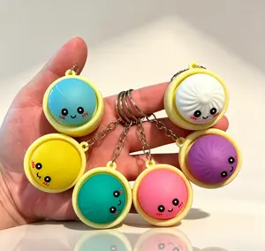 Mini Dumpling Pendant Keychain, Colorful Cute Hard PVC Pressable Fidget Toy, Realistic Fun Food Shaped Charm, Flexible Wear-Resistant Texture, Compact Versatile Design, Perfect for Party Decoration Daily Outfit & Gifting