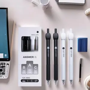 4 Pcs New Answer Door Press Neutral Pen Set, High Aesthetic 0.5mm Quick-Dry Black Ink, School Exam Study Supplies, Gift Option