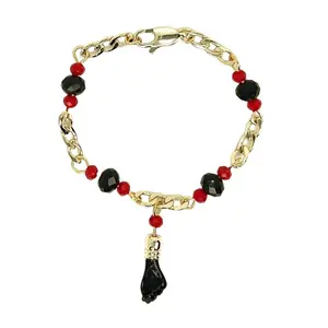 KIDS BLACK HAND LUCKY CHARM EVIL EYE BRACELET 5" - AZABACHE MAL DE OJOS BRAZALETE DE NIÑOS 5"