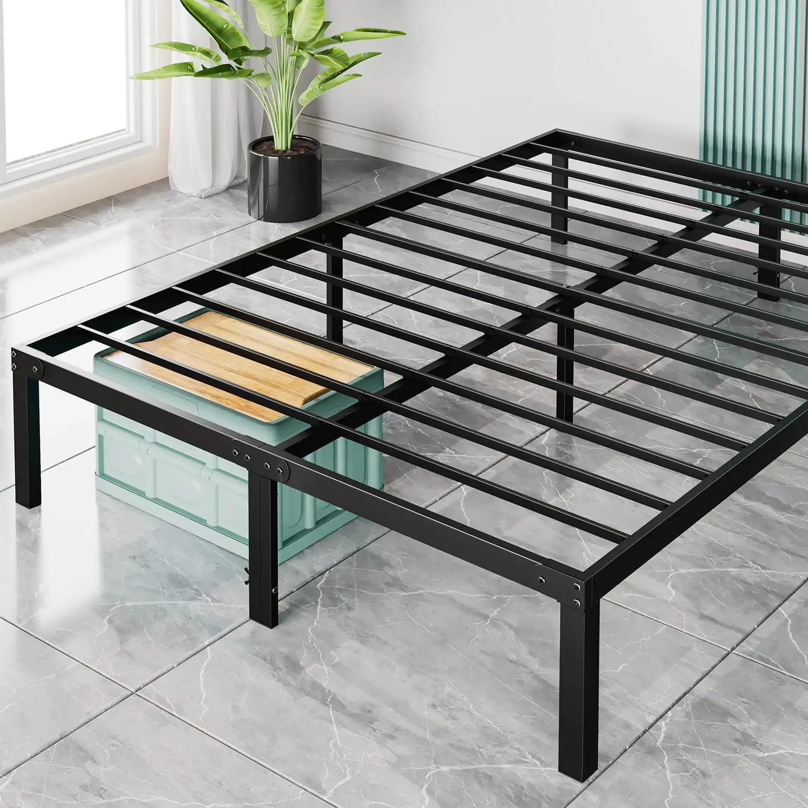 【GOOGREAT】Heavy Duty Metal Bed Frame with Sturdy Steel Slat Support,KING