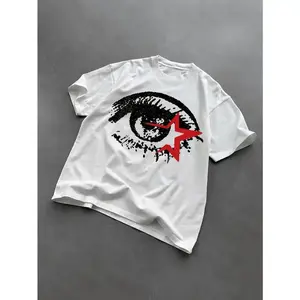 Abstract Eye Star Graphic Tee Unisex Streetwear Crewneck Short Sleeve Soft Cotton Casual Shirt Trendy Y2k Outfit For Daily Wear