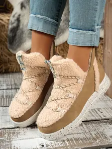 New Women's Snow Boots casual ankle boots Thick Sole Not Heavy, Furry Shoes with Cuffed Jeans, Leg-Lengthening, Winter Trendsetter