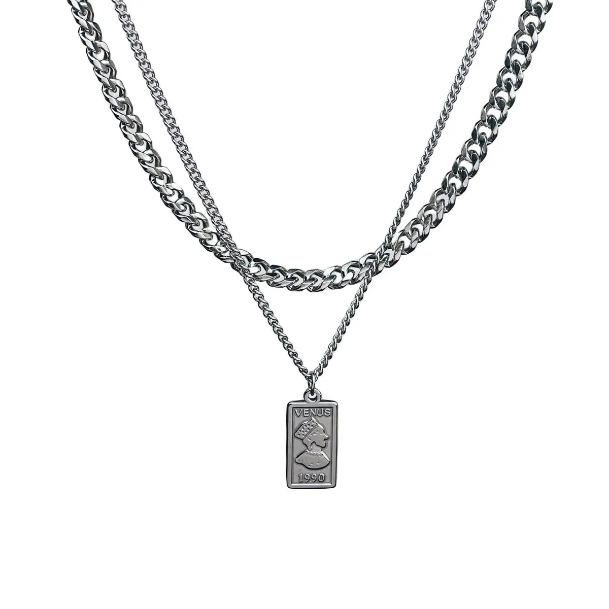 Double Layer Pendant Necklace for Men Women Double Layer Pendant Necklace for Men Women