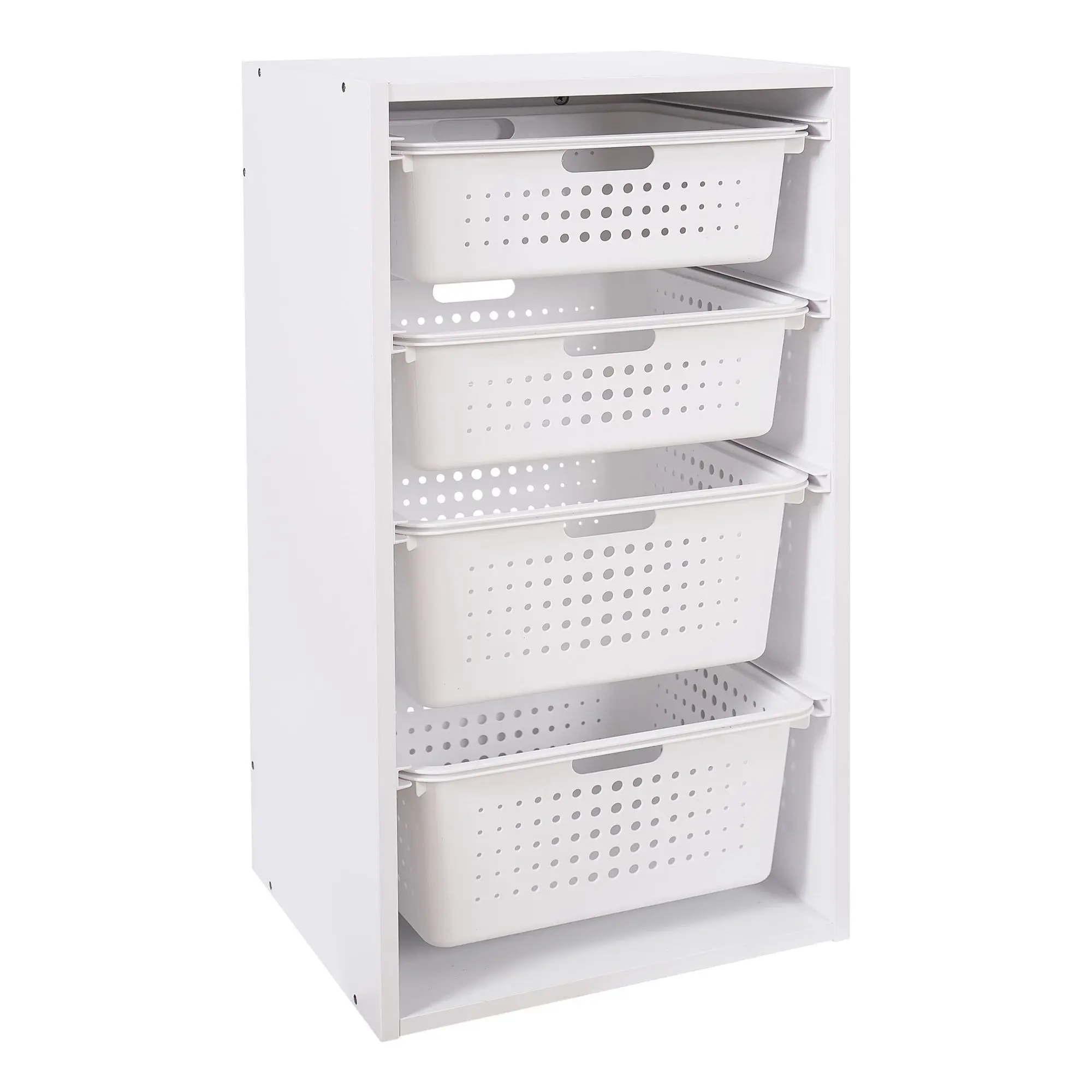 Your Zone Kids Sliding Bin Organizer with 4 Storage Bins, White