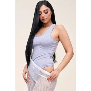 LYCRA Bodysuit for Women: Short Sleeveless Solid Cotton Womenswear Top